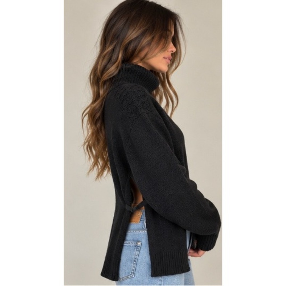 Alexander Wang Black Deconstructed Turtleneck Sweater XS
